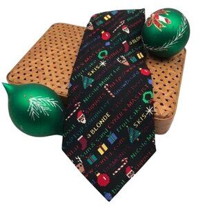 Nicole Miller Men's Tie Necktie Christmas Wish List Silk 59 in